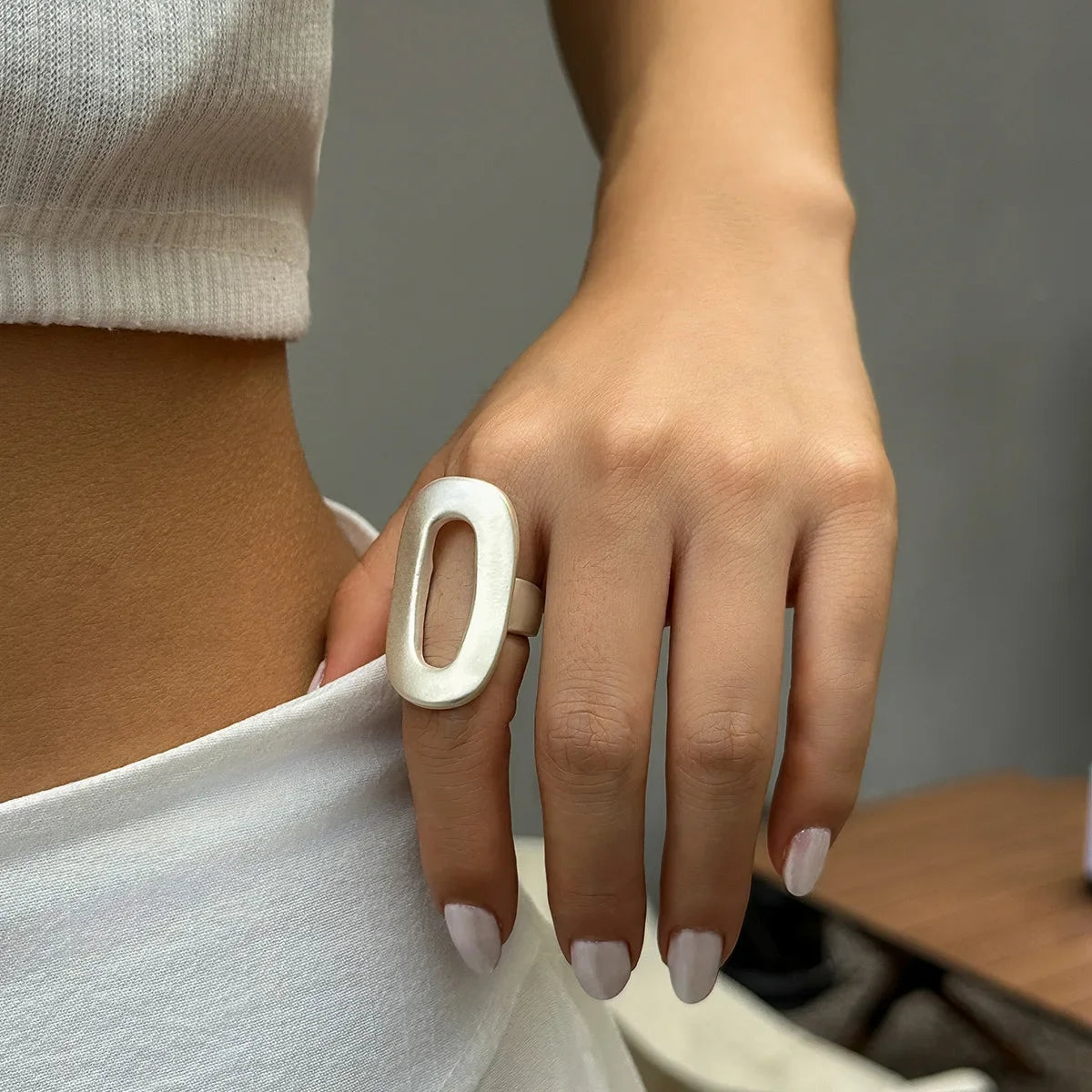 Irregular Chunky Big Geometric Rings Gold Silver Color Rings for Women Men Stainless Steel Metal Texture Exaggerated Rings