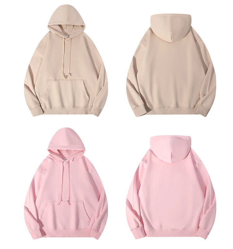 Solid Oversize Hoodies For Women Pocket Casual Loose Hooded Sweatshirt Woman Autumn Cotton Terry Hoodies Women Oversize Pullover