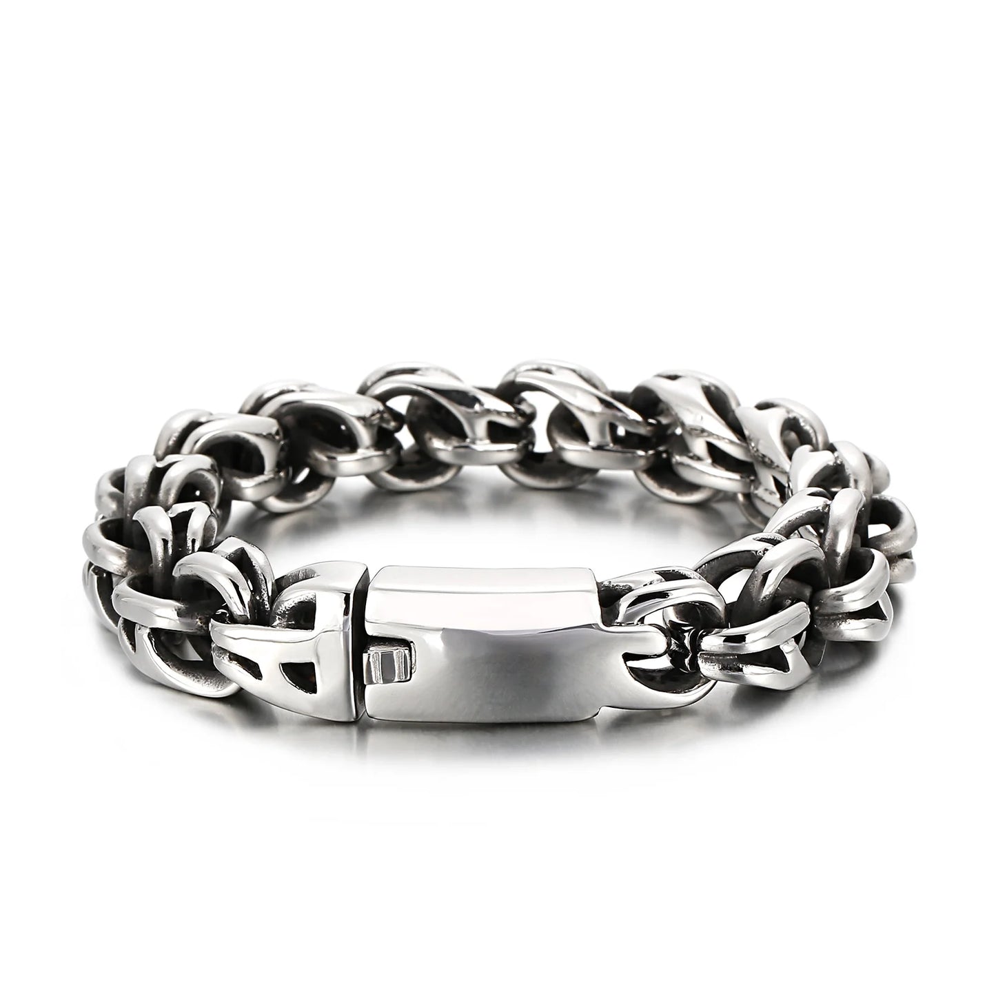 Twisted Link Chain Men Bracelet Mens 9 Inches Stainless Steel Hand Geometry Chain Armband Biker Hip Hop Bracelet Jewelry