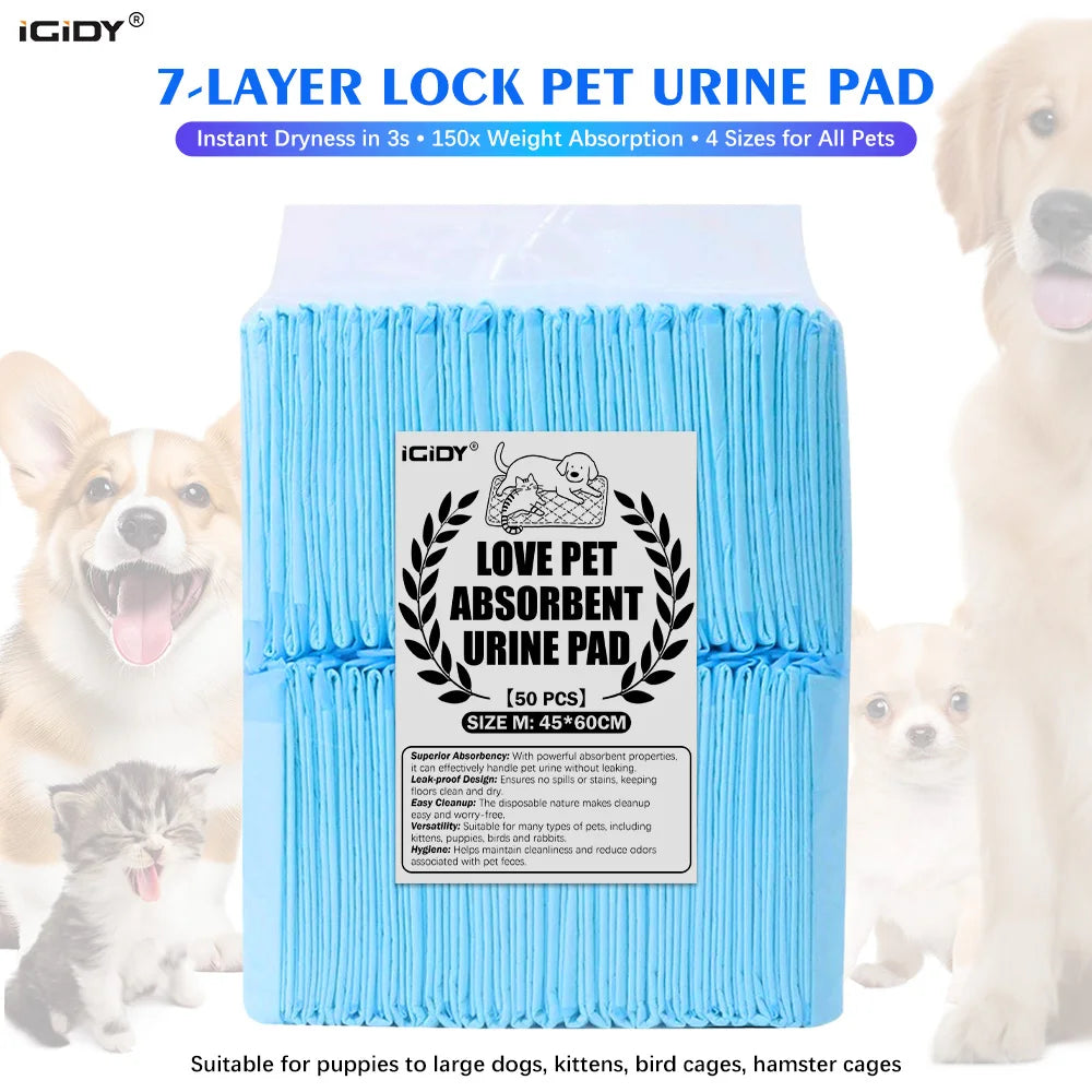 Pet urine pad, disposable absorbent pad, non-woven fabric + absorbent resin, super absorbent, 4 sizes, pet hygiene products