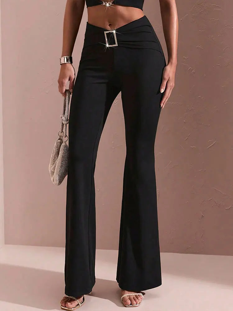 Summer New Women's Trousers Streetwear Fashion Sequined Black Sexy Pants Elegant Female Casual Slim Versatile Trousers Clothing