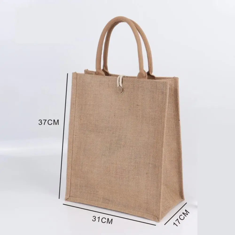 Women Linen Tote Bag Burlap Beach Eco Handbags Portable Top Handle Shopping Bag Large Simple Shoulder Bag Multiple Sizes Handbag