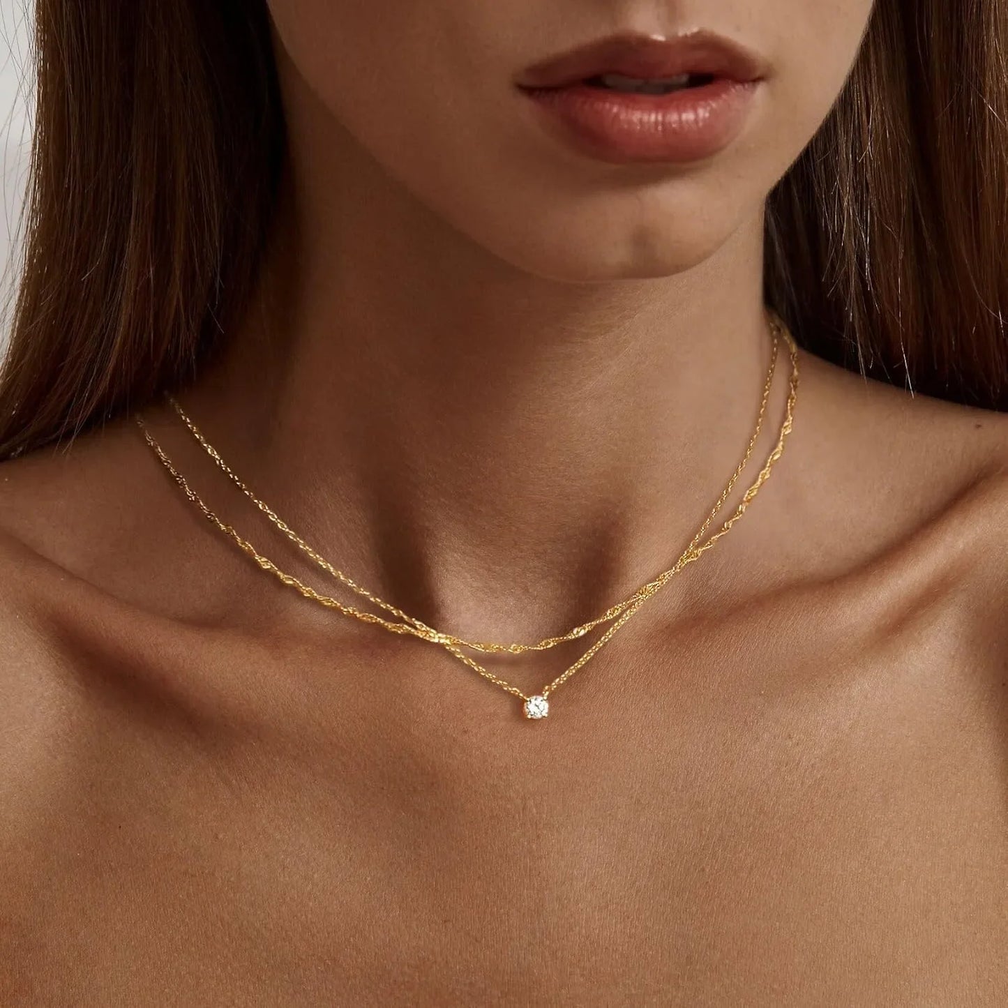 Diamond Necklaces for Women K Gold/Sterling Silver Choker Necklace Simple Gold Plated Jewelry Necklaces for Women Gifts