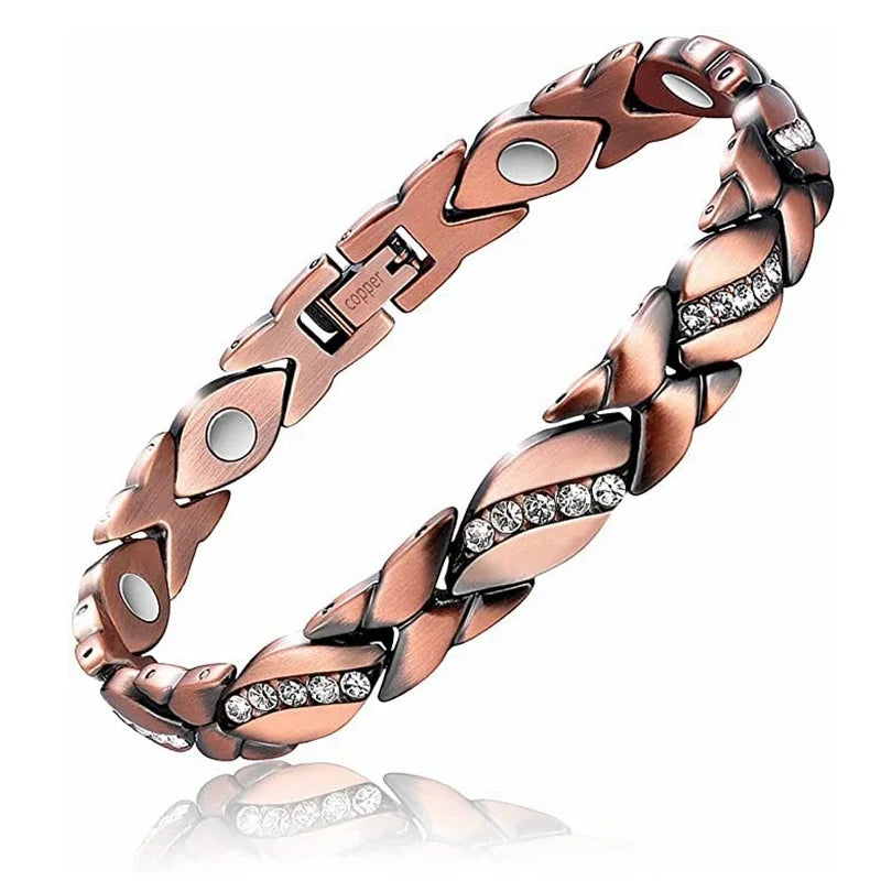 Men Pure Copper Bracelet Health Energy Germanium Magnetic Bracelet Vintage Hologram Chain Link Bracelets for Women Arthritis