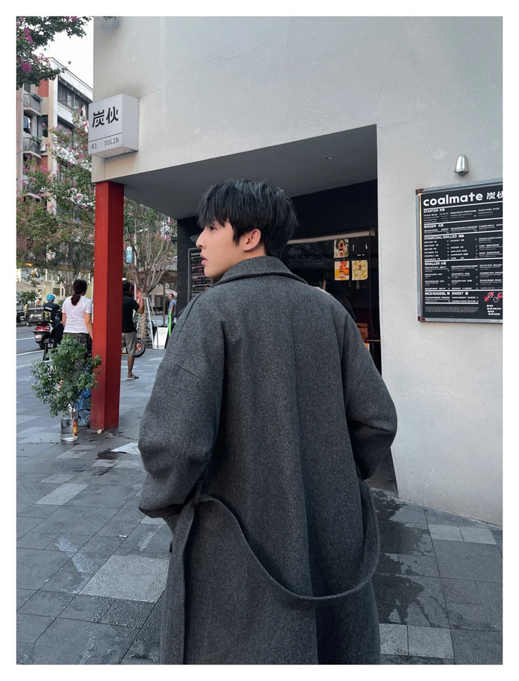 Long Coats for Men Woolen Jackets 2024 Winter Thicken Coat Trench Coats Korean Vintage Loose Heavy Jackets Men Leisure Overcoat