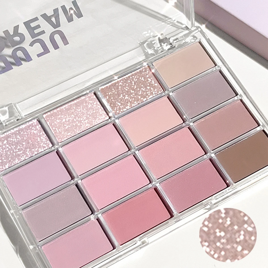 16-Color Eyeshadow Palette Matte & Shimmer – Nude Earth Tones, Silky Blendable Texture, Korean Style Natural Eye Makeup Look