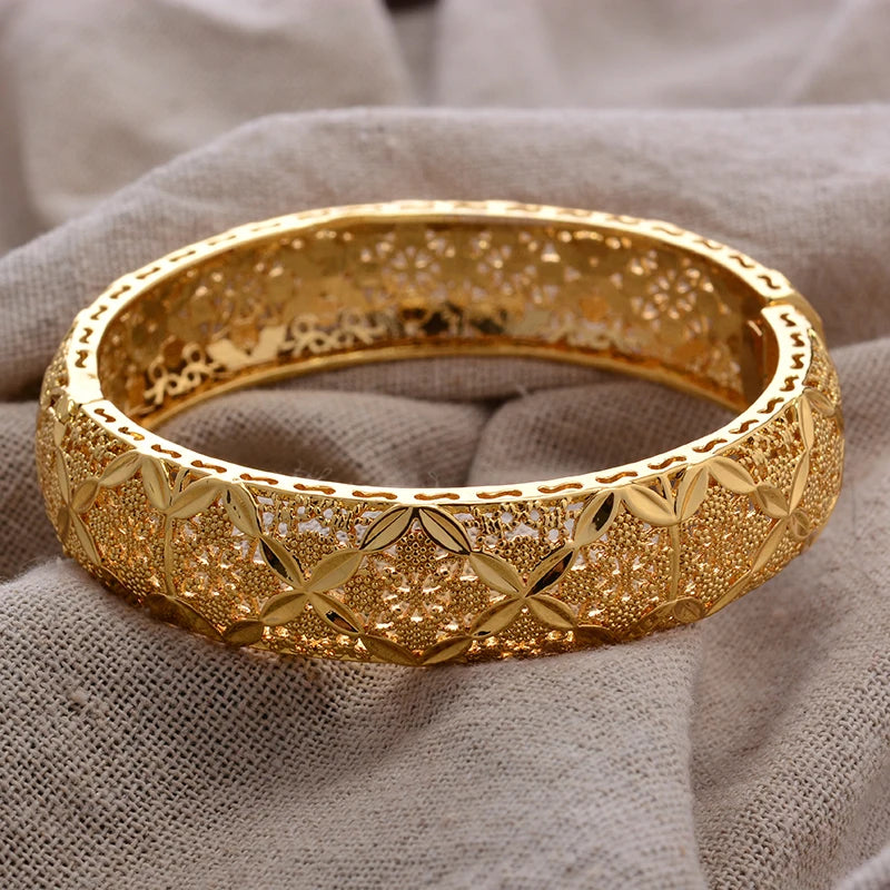 Luxury Vintage Gold Plated Bangles For Women Girls  Arabia Bridal Wedding Jewelry Gifts