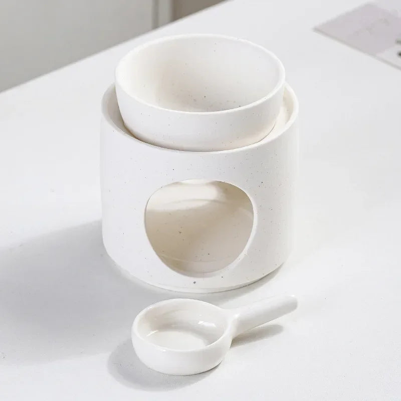 3-in-1 Candle Essential Oil Ceramic Craft Incense Lamp Candleholder Aromatherapy Burner Suitable for Home, Office, Wedding