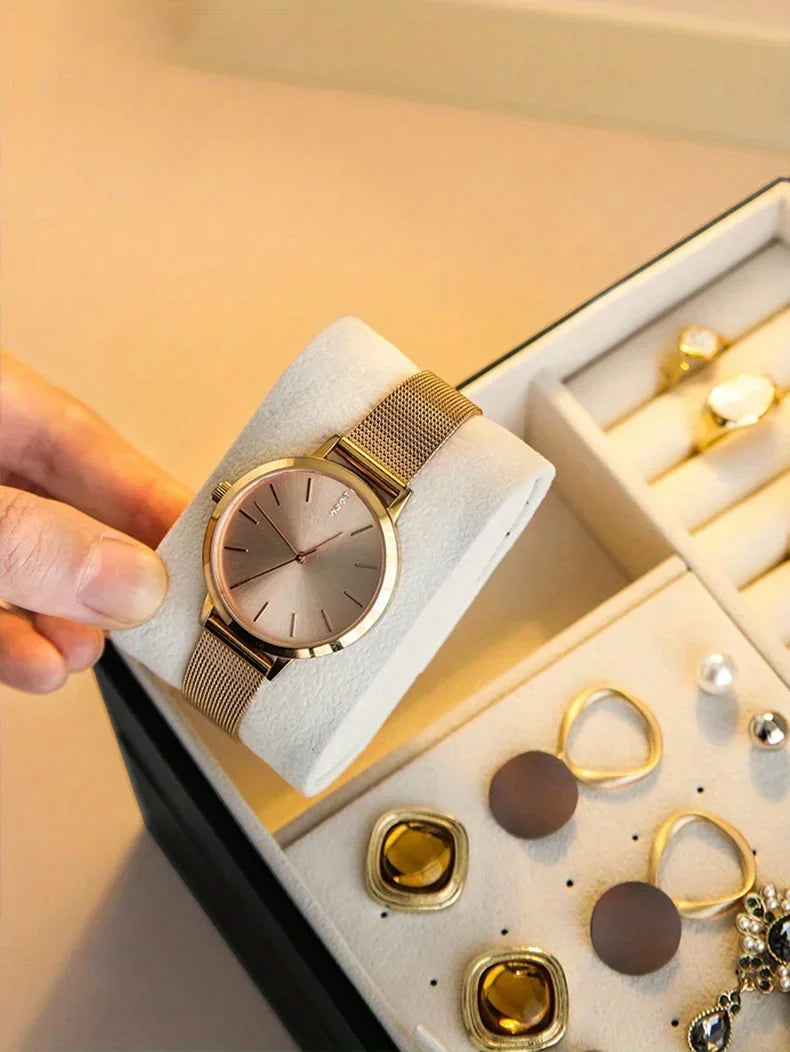 Jewelry storage box, high-end exquisite necklace earrings, gold jewelry box, large capacity multi-layer jewelry box