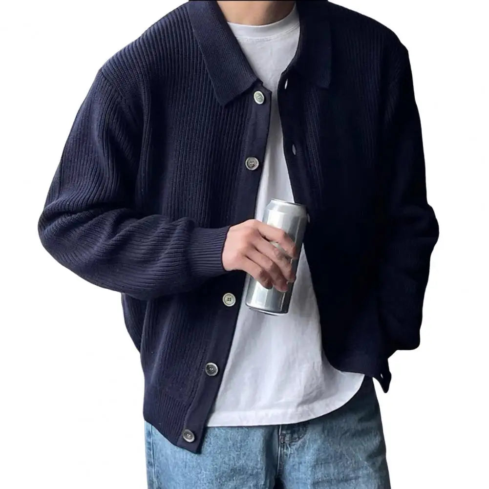 Men Sweater Coat Korean Fashion Knitted Coats Men Streetwear Slim Fit Casual Cardigan Coats