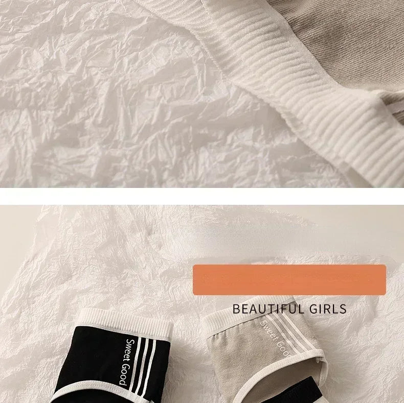 Women Underwear Cotton Crotch Mid Waist Traceless Sexy Panties Japanese Sports Style Girls Breathable Underpants Simple Lingerie