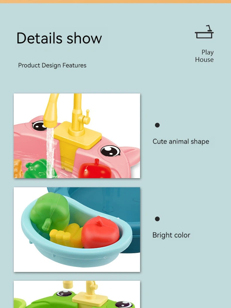 Children Play House Simulated Kitchen Dishwasher Sink Hand Basin Electric Circulating Water Kitchen Set Boy Girl Idea Kids Toys