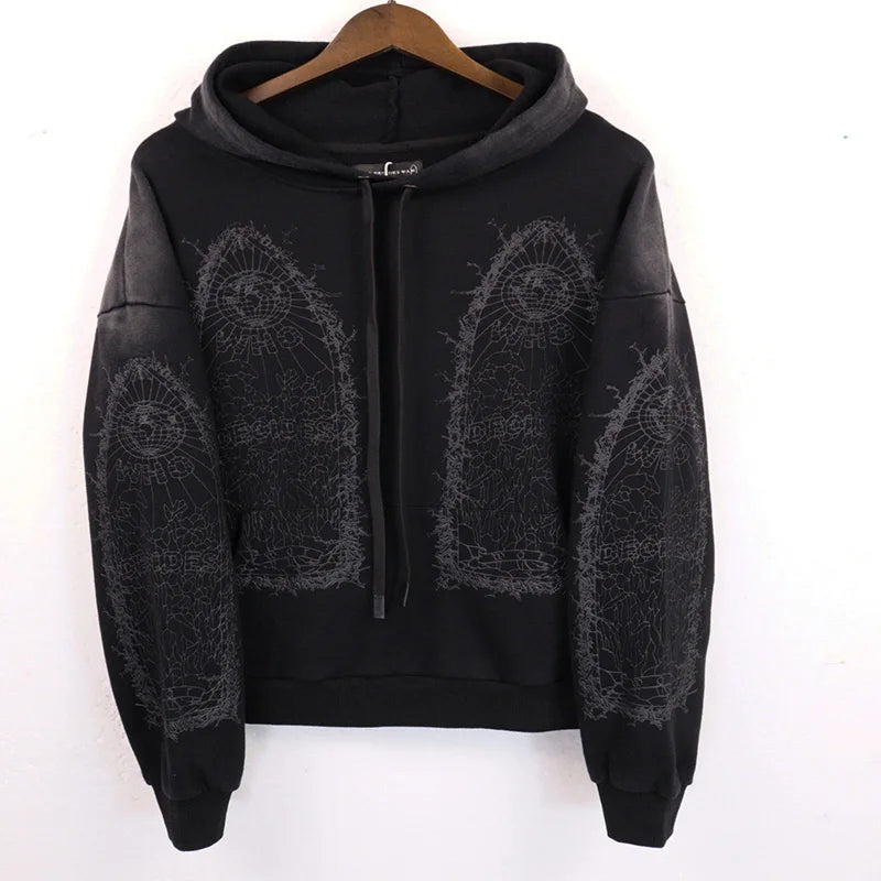 Autumn Winter Blue Light Apricot Who Decides War HoodieMen Women High Quality Real Photos Taken Diamond Studded Pullover