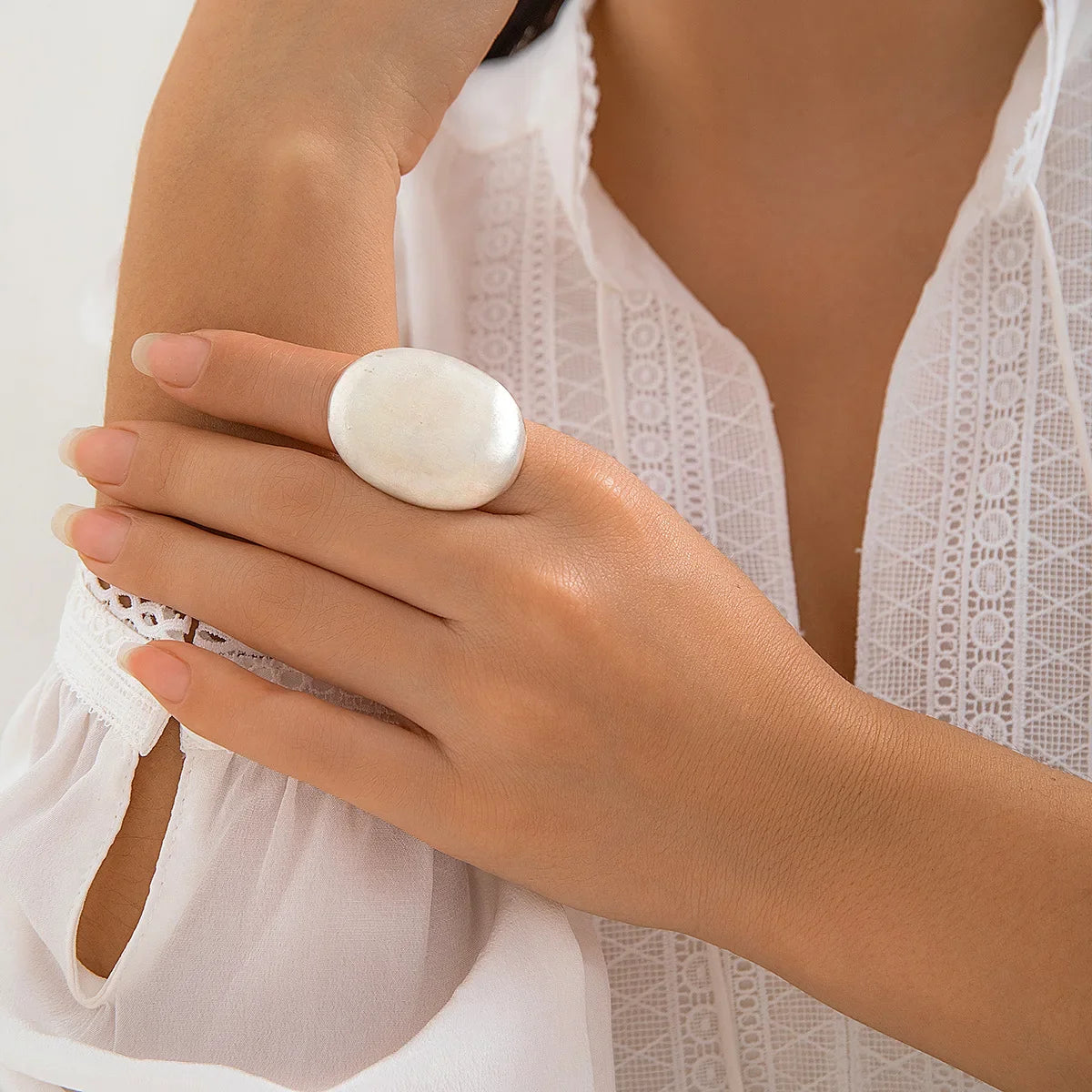 Irregular Chunky Big Geometric Rings Gold Silver Color Rings for Women Men Stainless Steel Metal Texture Exaggerated Rings