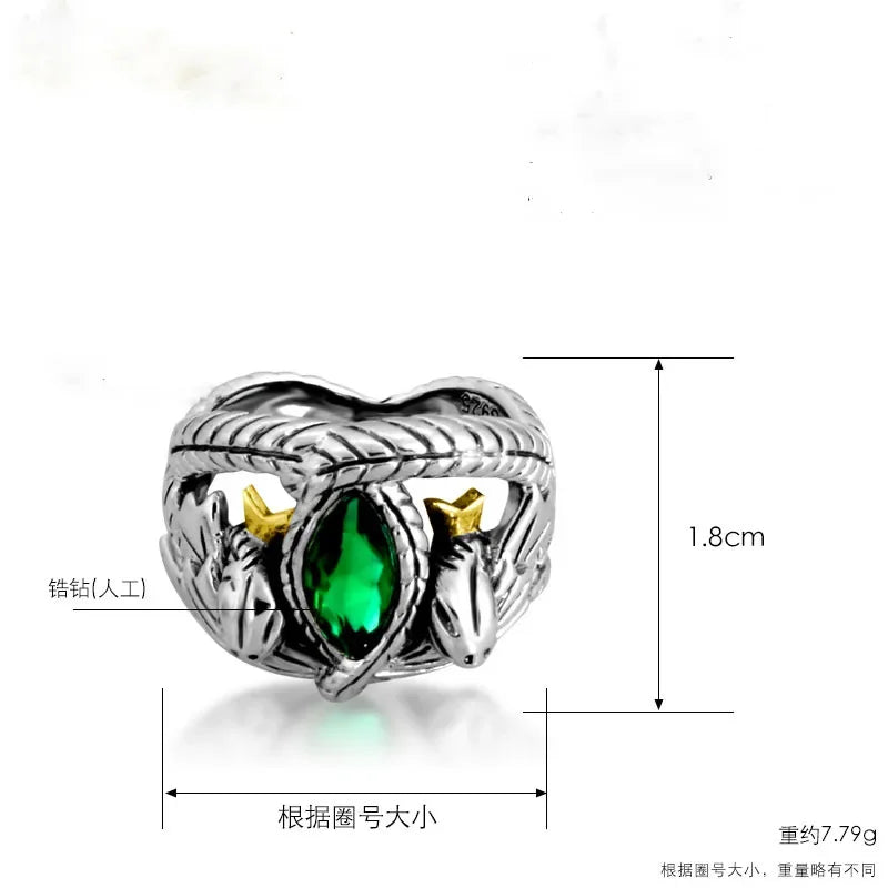 Movie Character Ring Barahir Aragorn Gundor Ring Men's and Women's Large Green Rhinestone Jewelry Gift
