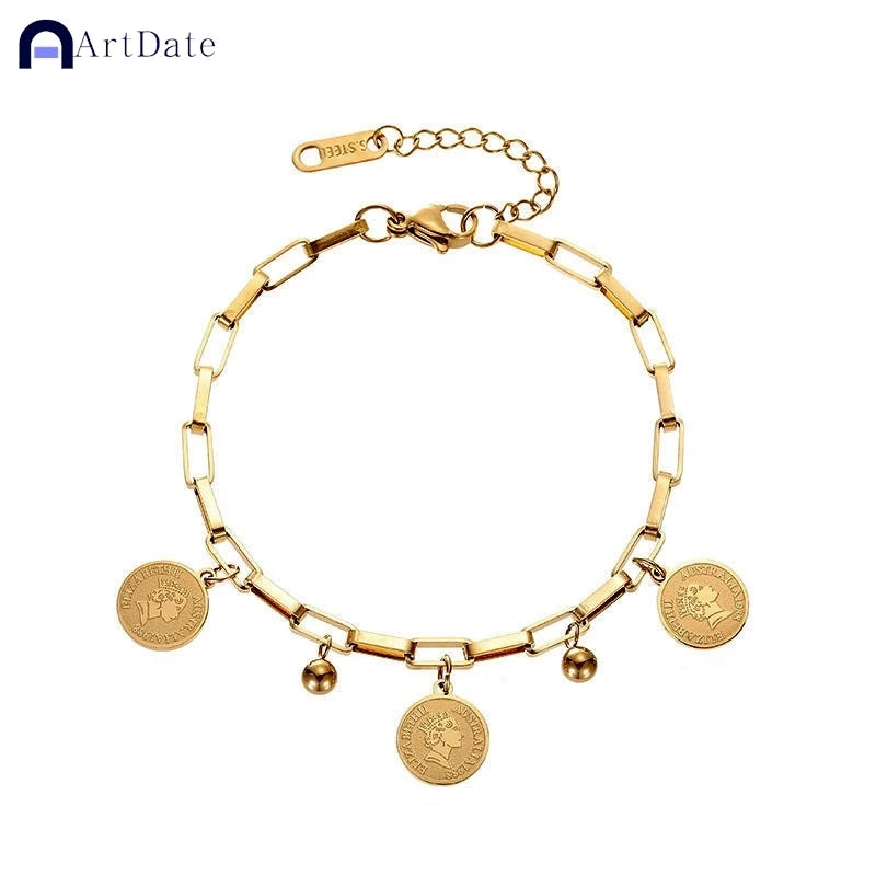 Women Paperclip Chain Bracelet,18K Gold Plated Stainless Steel Adjustable Chain Bracelet,Chunky Stackable Layered Jewelry