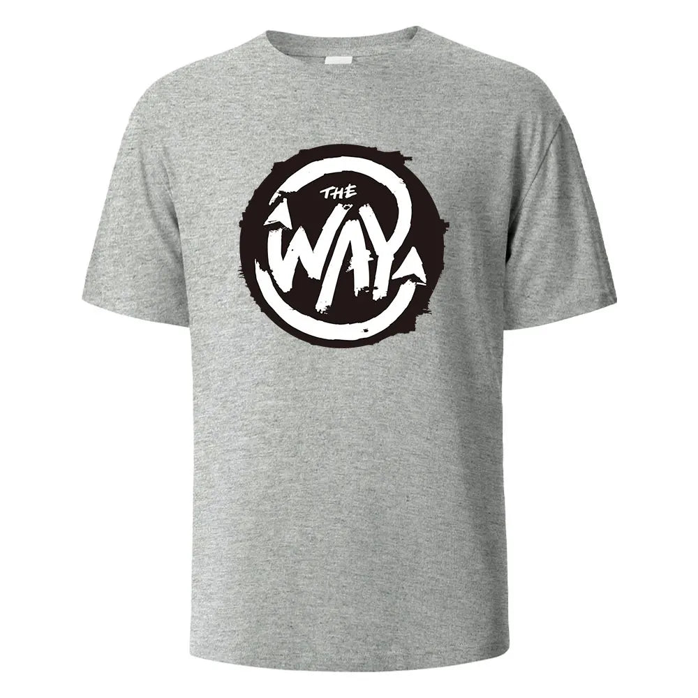 Men's Printed T-Shirt The Way Streetwear 100%Cotton Tops For Men Women Summer Breathable Short-Sleeved Casual O-neck Basic Tees