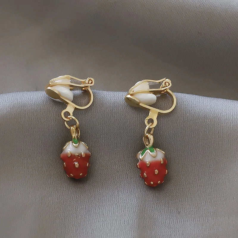 Korean Style Clip on Earrings No Pierced Earrings Women's Party Birthday Fashion Flower Heart Cute Cuff Earrings Ear Clip Gift