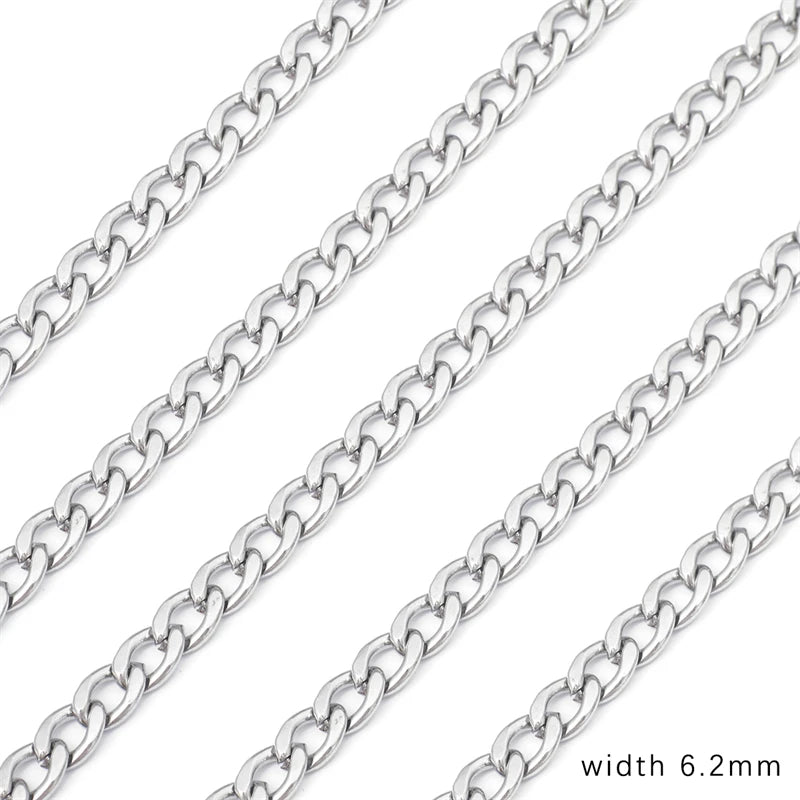1M Stainless Steel Chain for Men Women Curb Cuban Link Chain DIY Basic Punk Choker Necklace Bracelet Hip Hop Male Jewelry Gift