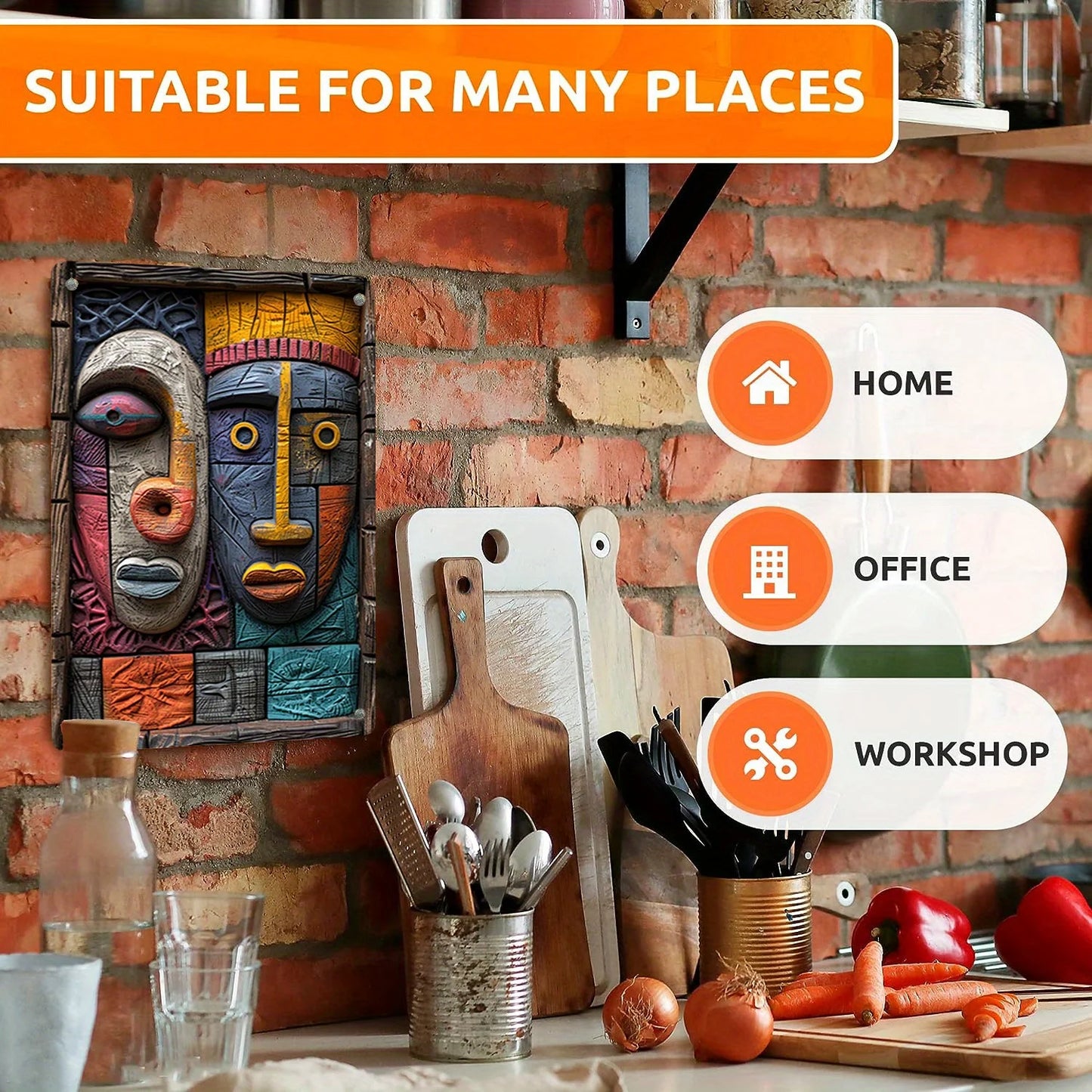 African Tribal Culture Aluminum Wall Art - Moisture-Resistant Metal Decor with 3D Embossed Design for Home, Office & Gift A1323