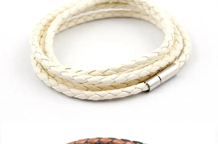 New Men Leather Bracelets for Women Simple Multilayer Handmake Bangles  Black White Bracelets Female Jewelry Gift