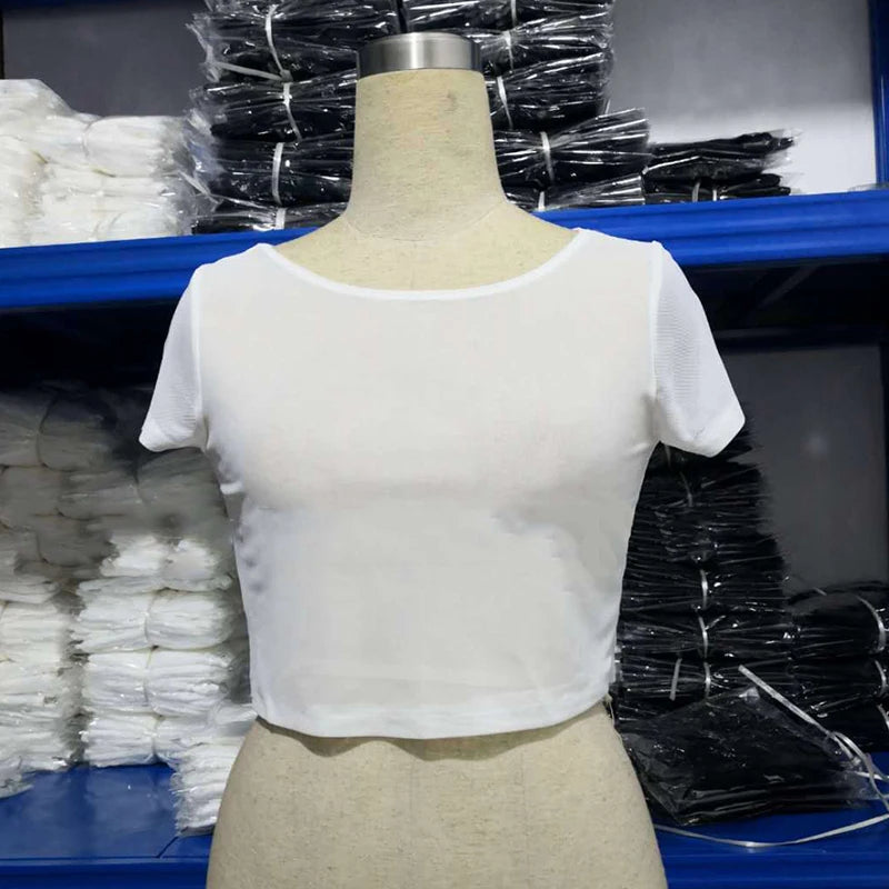 Women See Through Tank Top Sexy Tulle Mesh Blouse Fashion Sheer T-Shirt Summer Ultrathin Short Sleeve Multi Size Base Blouse