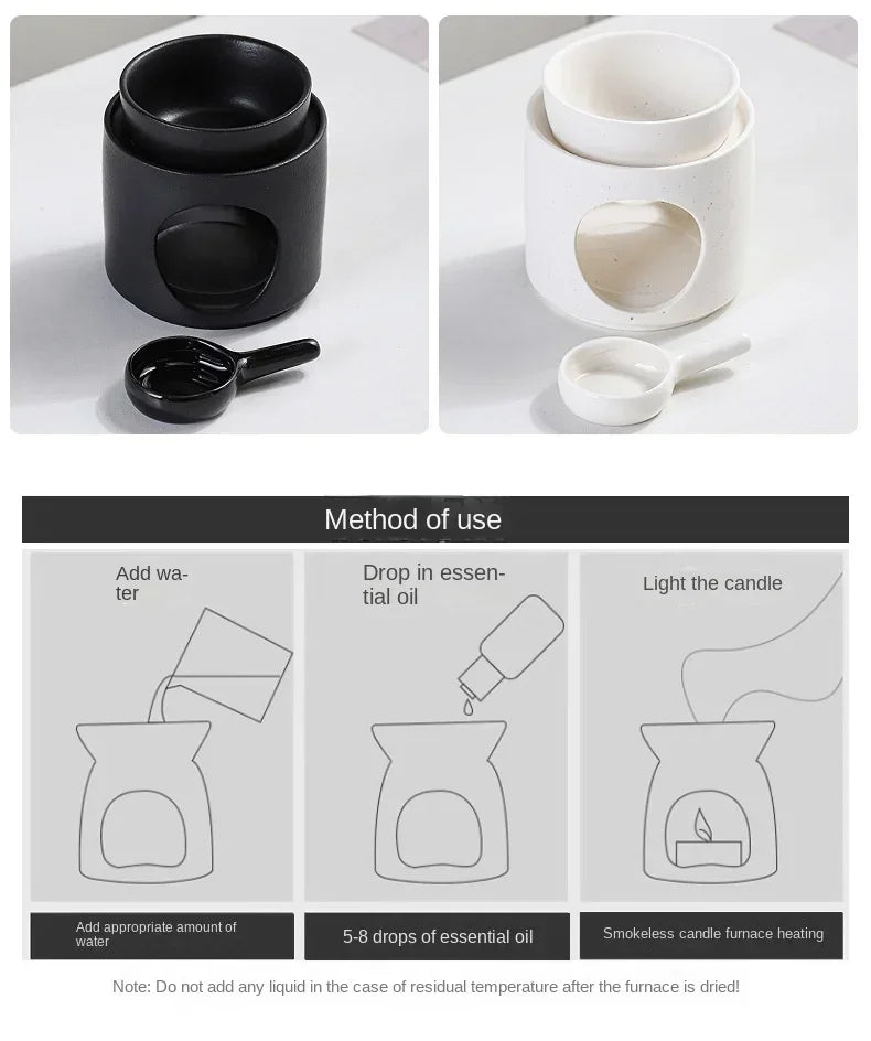 3-in-1 Candle Essential Oil Ceramic Craft Incense Lamp Candleholder Aromatherapy Burner Suitable for Home, Office, Wedding