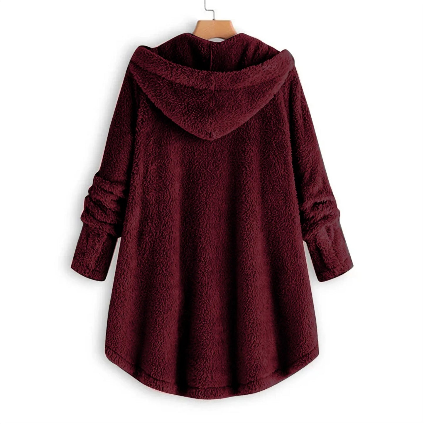 Women's Coat Winter Coat Fashion Plush Pocket Irregular Long Sleeve Keep Cat Ears Warm Coat