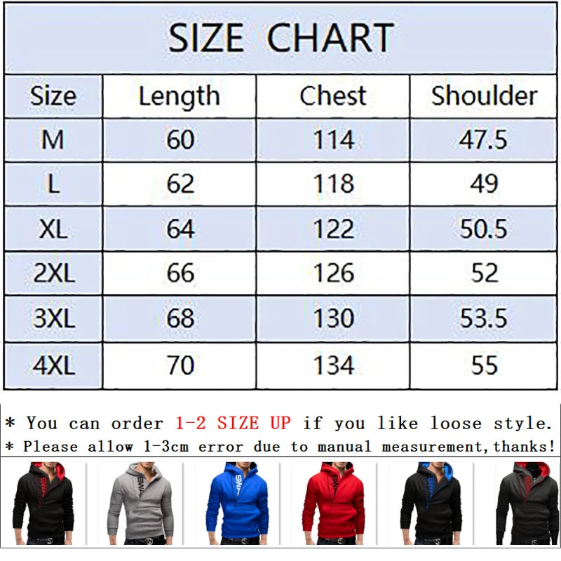 Men's Hoodies Long Sleeve Sweatshirts for Men Zipper Hooded Pullover High Neck Mens Sweatshirt Top Jacket Coat Black Sweater