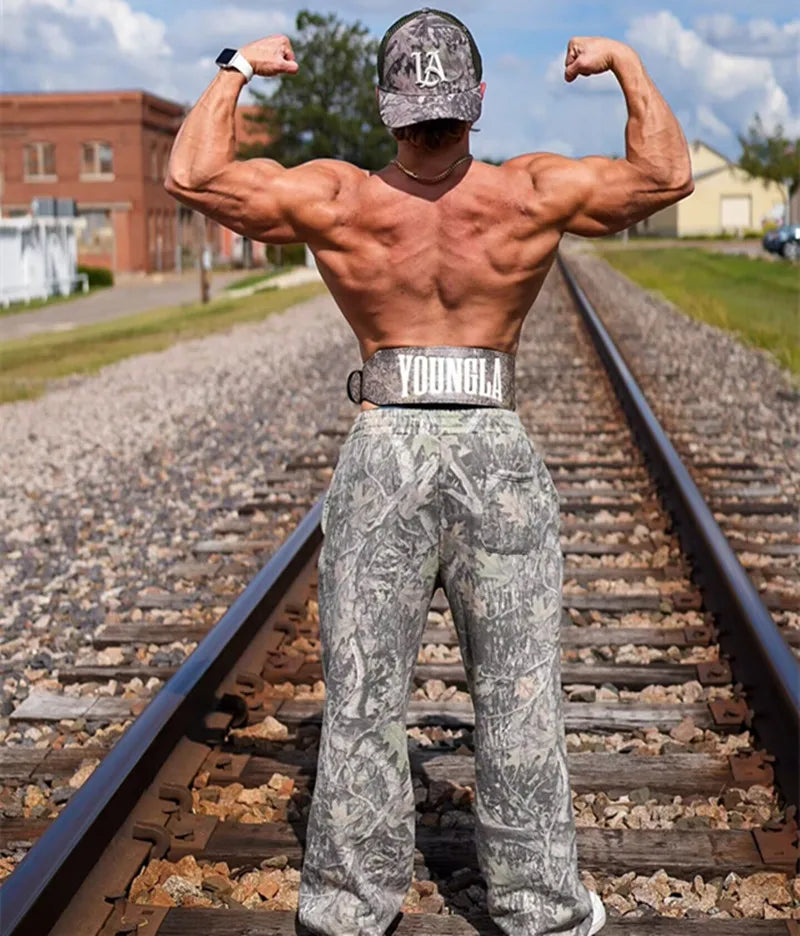 Men's pants New style Spring American digital camouflage print sports fitness Trousers loose and versatile wide-leg pants Man