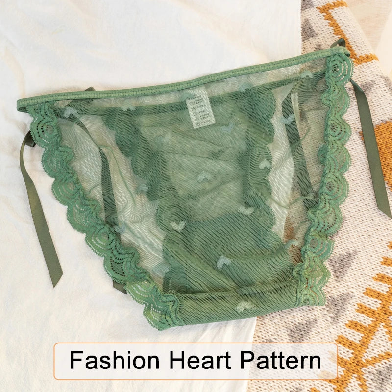 Women's Sexy Lace Underwear Panties Delicate Soft Comfortable Underpants Fashion Female Mesh Up Bow Low-Rise Briefs