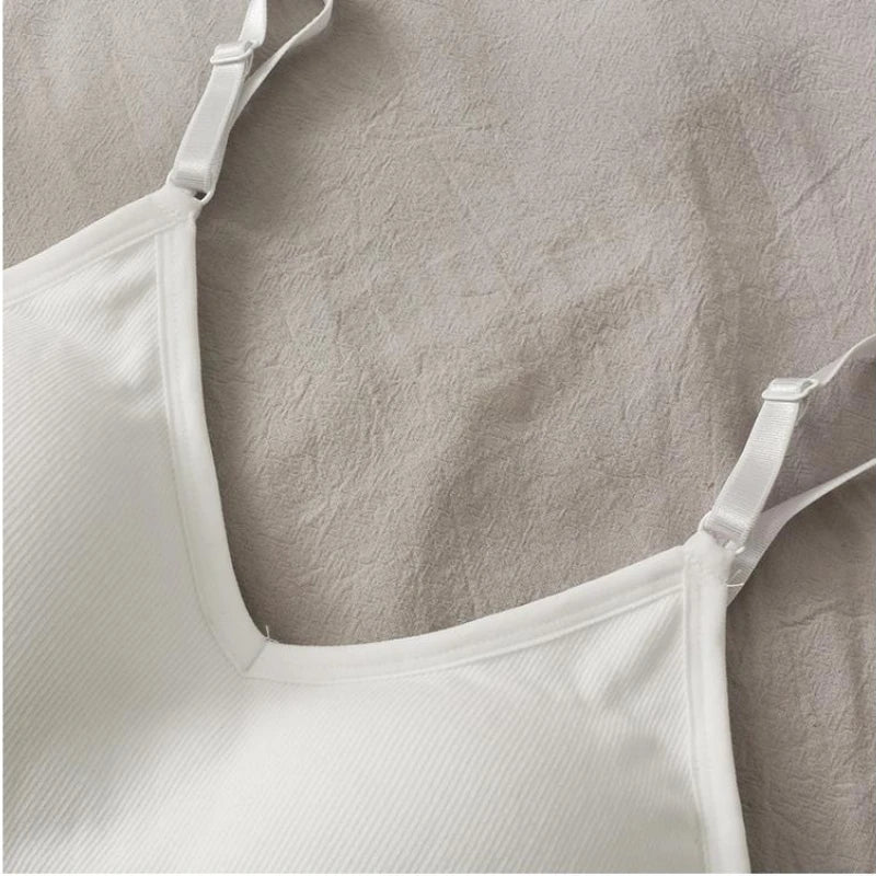 Womens Tops Sexy Tank Top Women Built In Bra Solid Color Camis for Women Crop Top Off Shoulder Sleeveless Camisole 2022 New