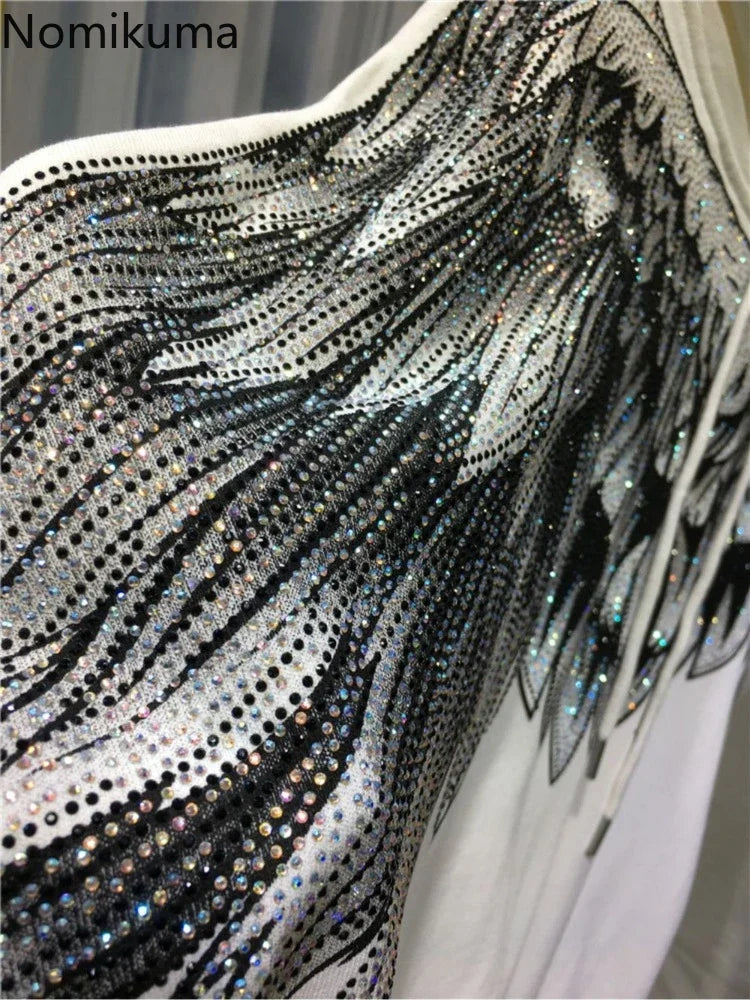 Streetwear Hoodie Women Clothing Harajuku Heavy Diamond Wings Hooded Sweatshirts Casual Fashion Hoodies Y2k Tops 2025 Ropa Mujer