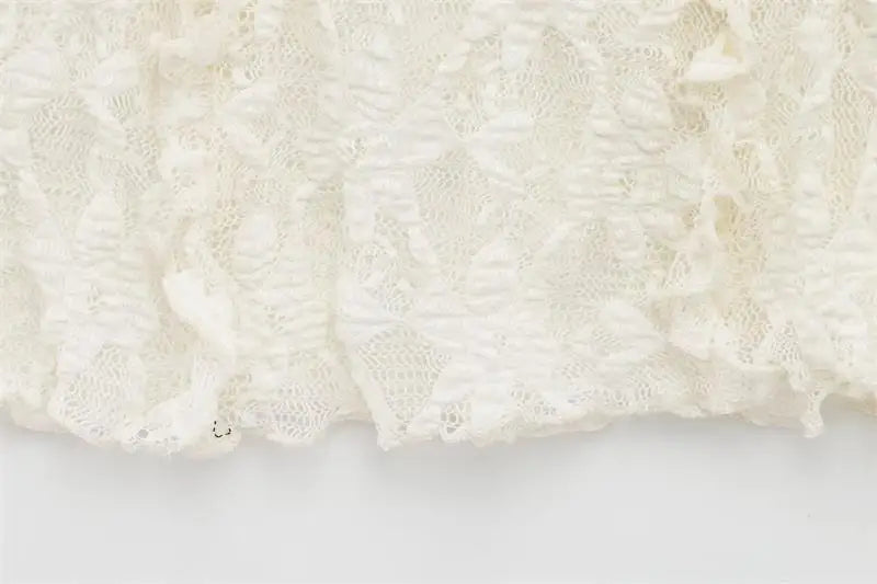 Women's Tops Summer 2025 New Chic Lace Perspective Elegant Holiday Tops Women Street Fashion Slim V-neck Youth Tops