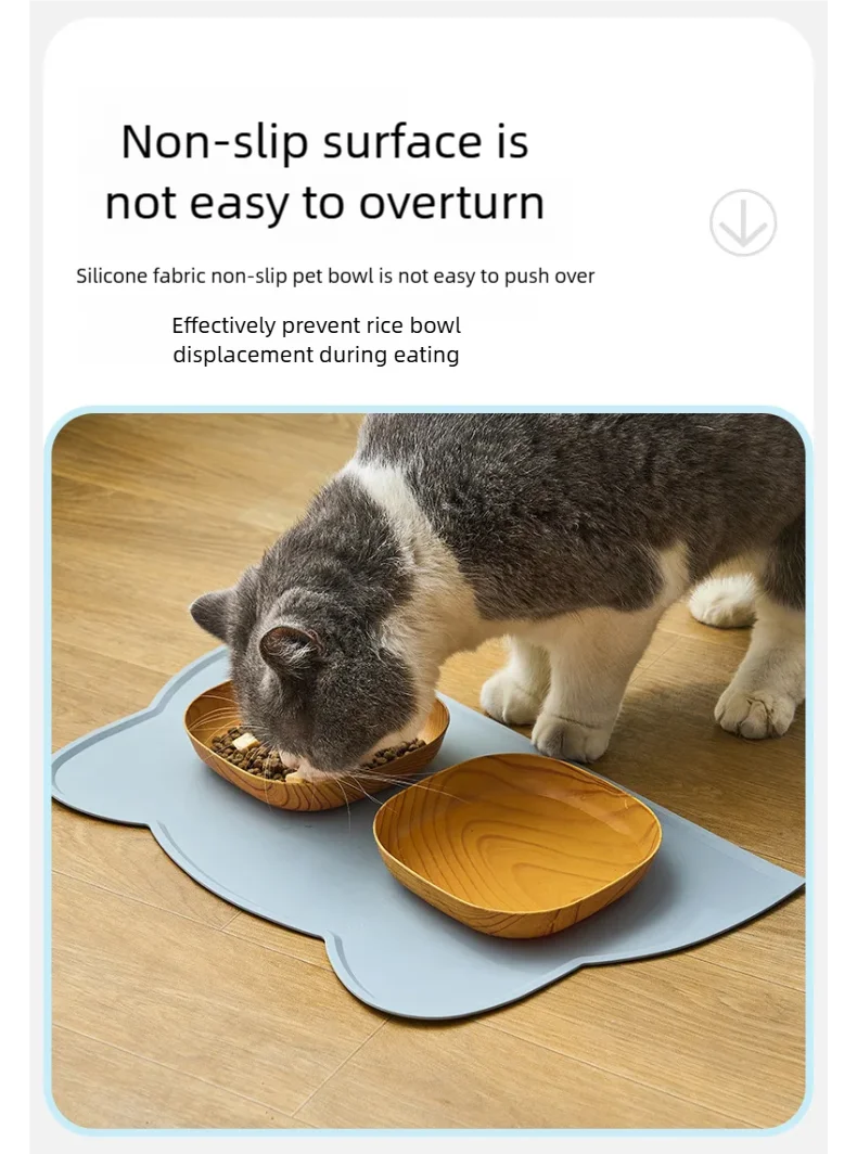 Pet silicone food mat waterproof, anti-slip, dirty, washable and easy to clean, universal tableware mat for cats and dogs.