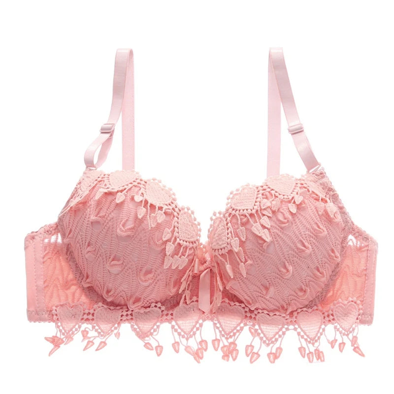Women Thin Lace Underwear Bra Female Wireless Adjustable Shoulder Strap Sexy Hollowed Floral Underwear Large Size Lace Bras