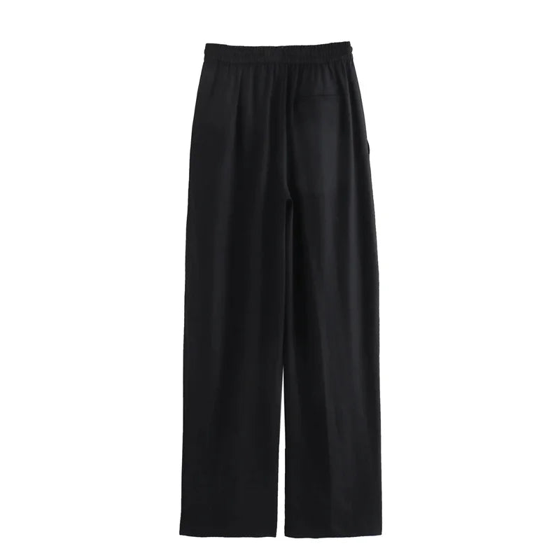 MUJER 2025 Woman Trousers White Black High Waist Pants for Women Pleated Wide Leg Women's Pants Straight Baggy Pants Woman