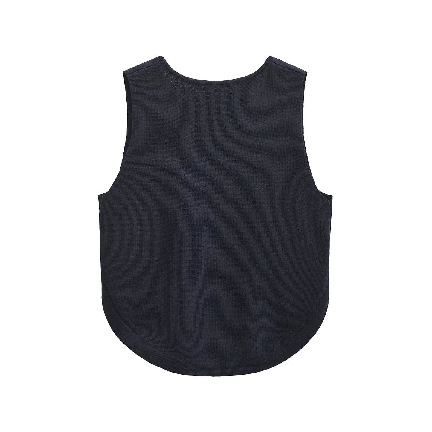 2025   Women's  Chic  Sleeveless  Top  with  Side  Buckles  Asymmetrical Hem  Casual O-neck Crop Top