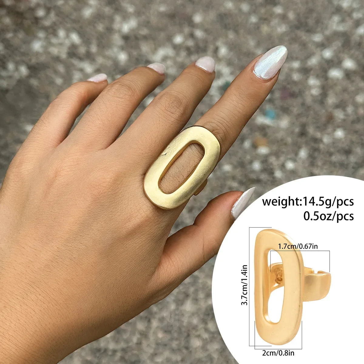 Irregular Chunky Big Geometric Rings Gold Silver Color Rings for Women Men Stainless Steel Metal Texture Exaggerated Rings