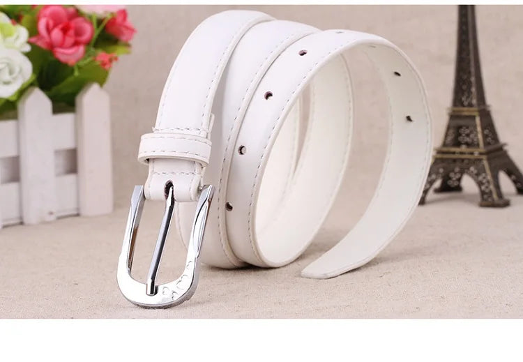 Women's Trousers Belt PU Leather Trend White Belt Fashion High Quality Trouser Belt Solid Vintage Pin Buckle Ladies Strap DT067