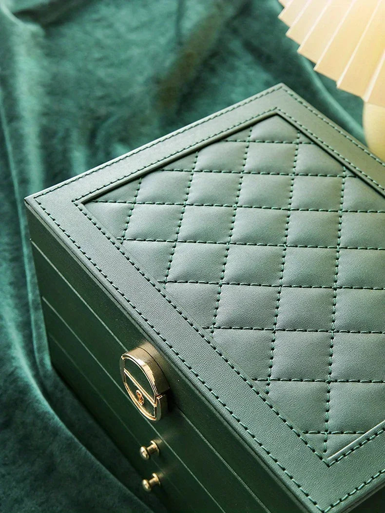 Jewelry storage box, high-end exquisite necklace earrings, gold jewelry box, large capacity multi-layer jewelry box