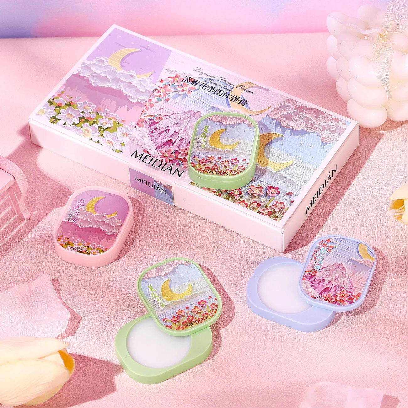 3pcs Solid Perfume Gift Set for Women,Long-Lasting Scented Balm with Jasmine Notes,Tea Fragrance,Idea for Dates Casual Attire