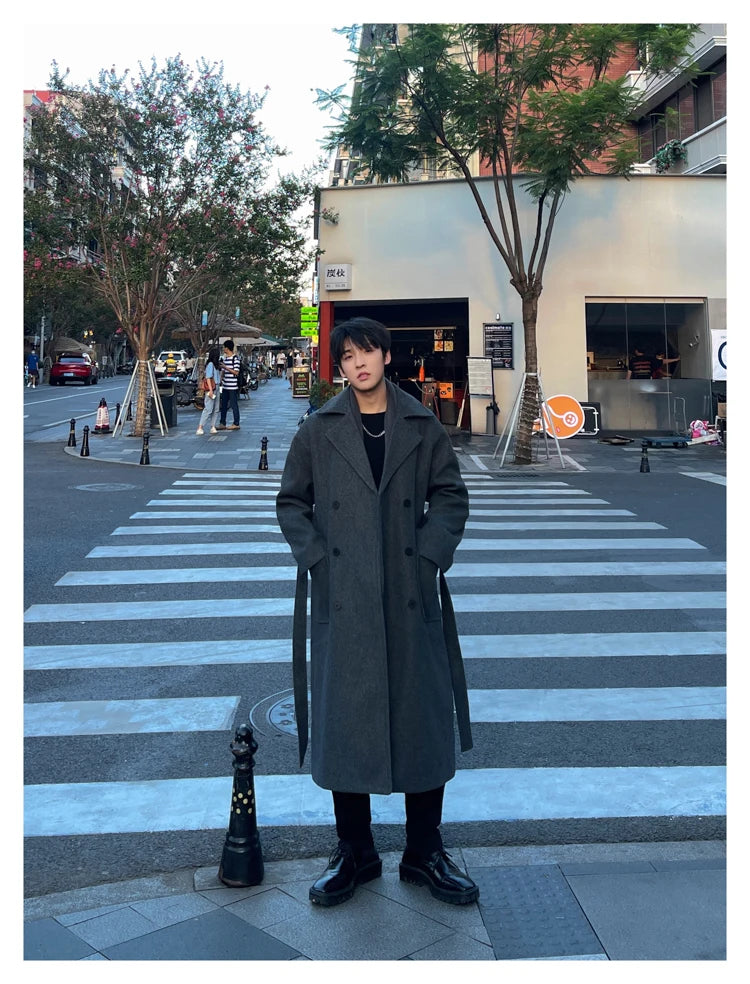 Long Coats for Men Woolen Jackets 2024 Winter Thicken Coat Trench Coats Korean Vintage Loose Heavy Jackets Men Leisure Overcoat