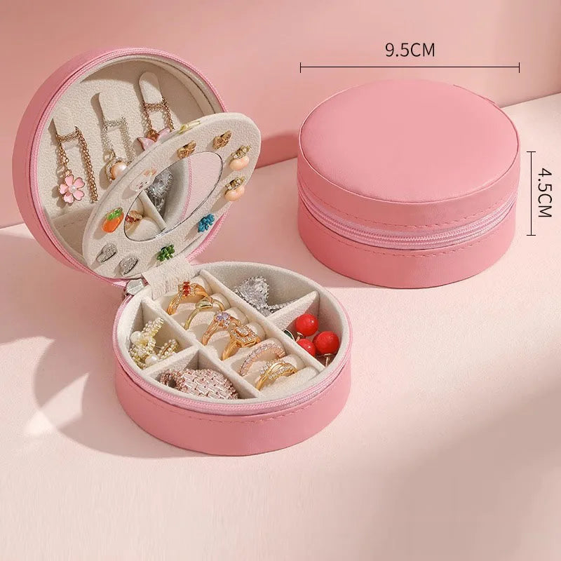 Multilayer jewelry box small stud earrings box ring receive box necklaces earrings jewelry box portable cassette jewelry mirrors