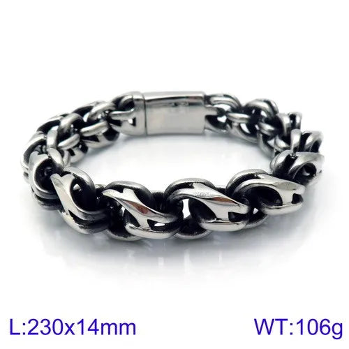 Twisted Link Chain Men Bracelet Mens 9 Inches Stainless Steel Hand Geometry Chain Armband Biker Hip Hop Bracelet Jewelry