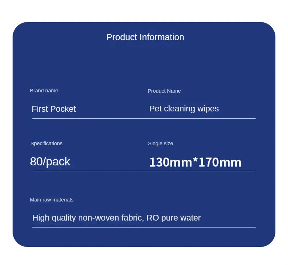 Pet Wipes Ro Pure Water Formula Pet Care Pet Health Care and Cleaning Pet Specific Cleaning Deodorizing Wet Tissue No Wash