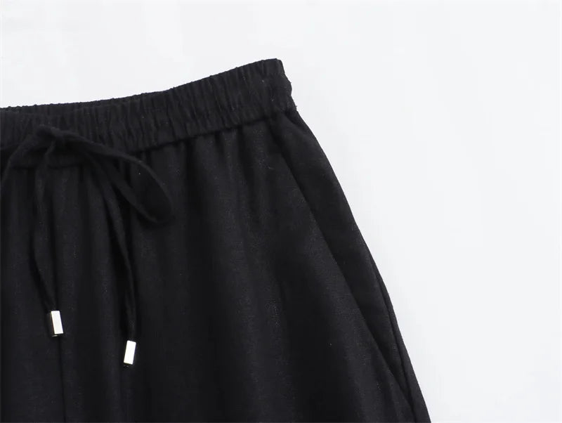MUJER 2025 Woman Trousers White Black High Waist Pants for Women Pleated Wide Leg Women's Pants Straight Baggy Pants Woman