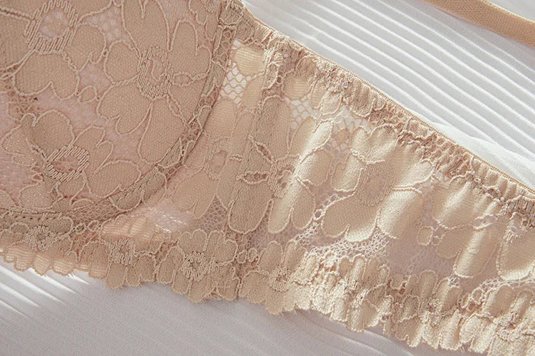 Thickened Underwear Women's Small Breasts Gather Together with Steel Rings Shaped Upper Support A Cup Flat Bra Double Bralette