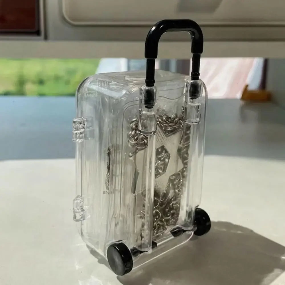 Mini Luggage Jewelery Storage Box Cute Clear Trolley Suitcase Candy Box Creative Jewelry Display Case Wedding Gift Packaging Box