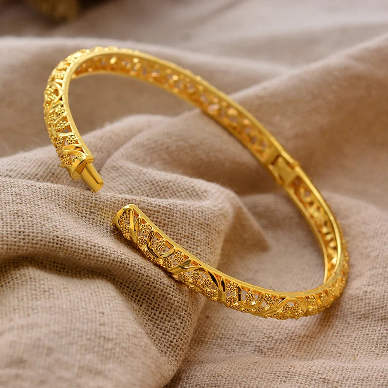 Luxury Vintage Gold Plated Bangles For Women Girls  Arabia Bridal Wedding Jewelry Gifts